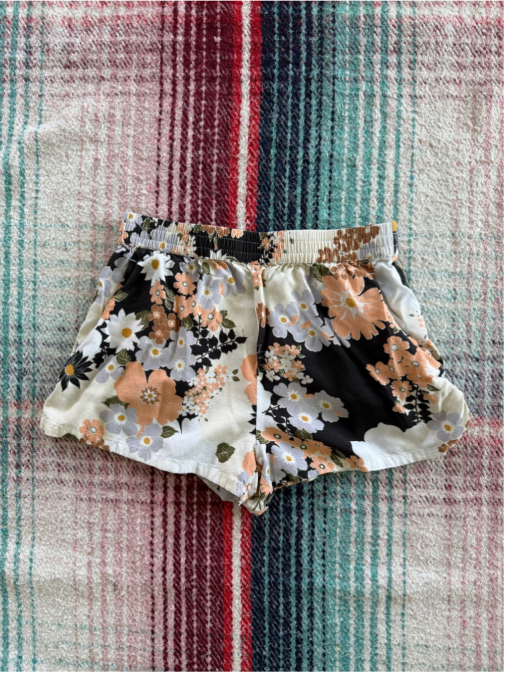 Volcom Floral Athletic Shorts in Black, White, Peach